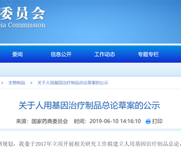 Proclamation of the “General Instructions on Human Gene Therapy Products (Draft)”